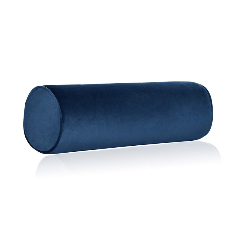 Tinbolunce Memory Foam Roll Pillow for KneeLegNeck Full Moon BolsterRound Cylinder Pillow for Sleeping on Side or Back Removable Cooling Cover Length 18 x 6 Diameter Navy Blue - Image 1